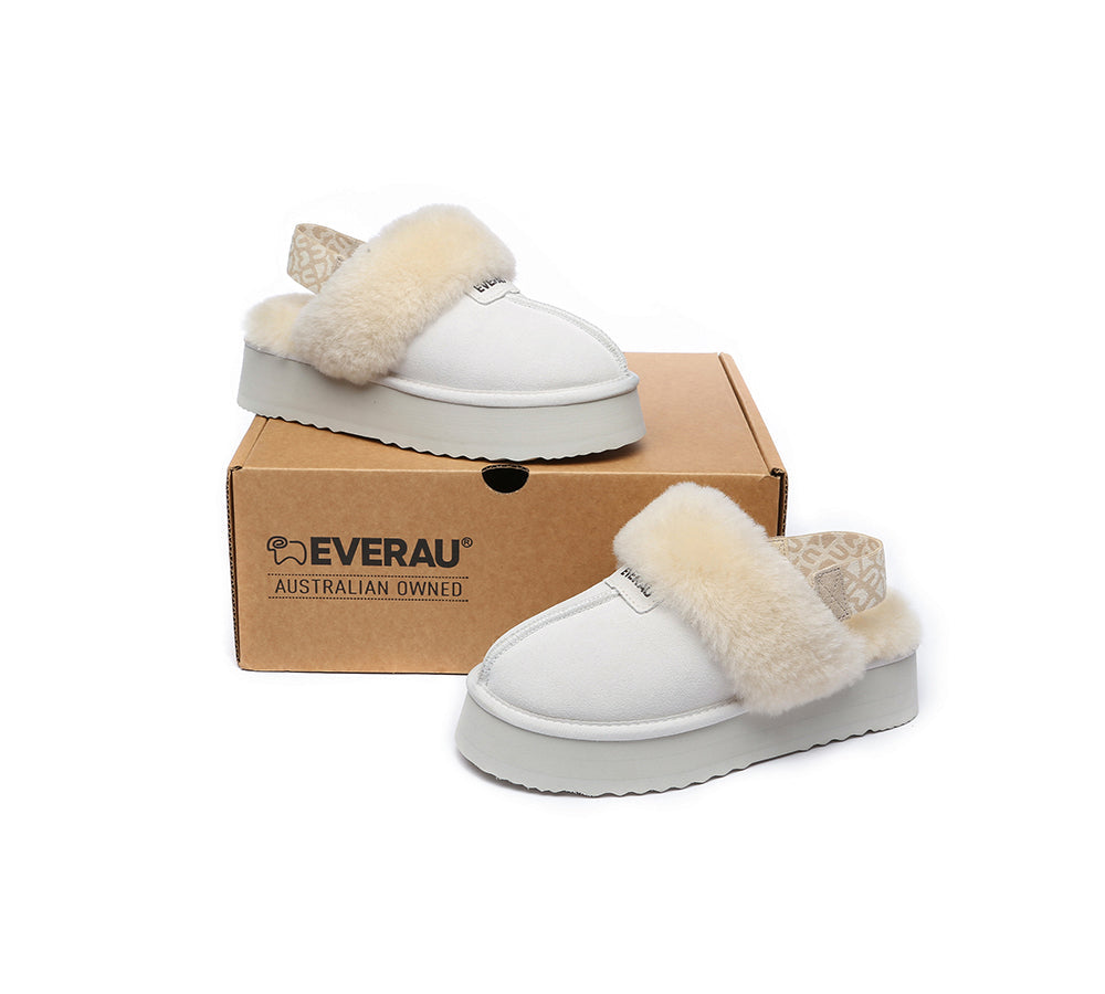 EVERAU® 2-Way Style UGG Women Removable Strap Slingback Platform Slippers Forever