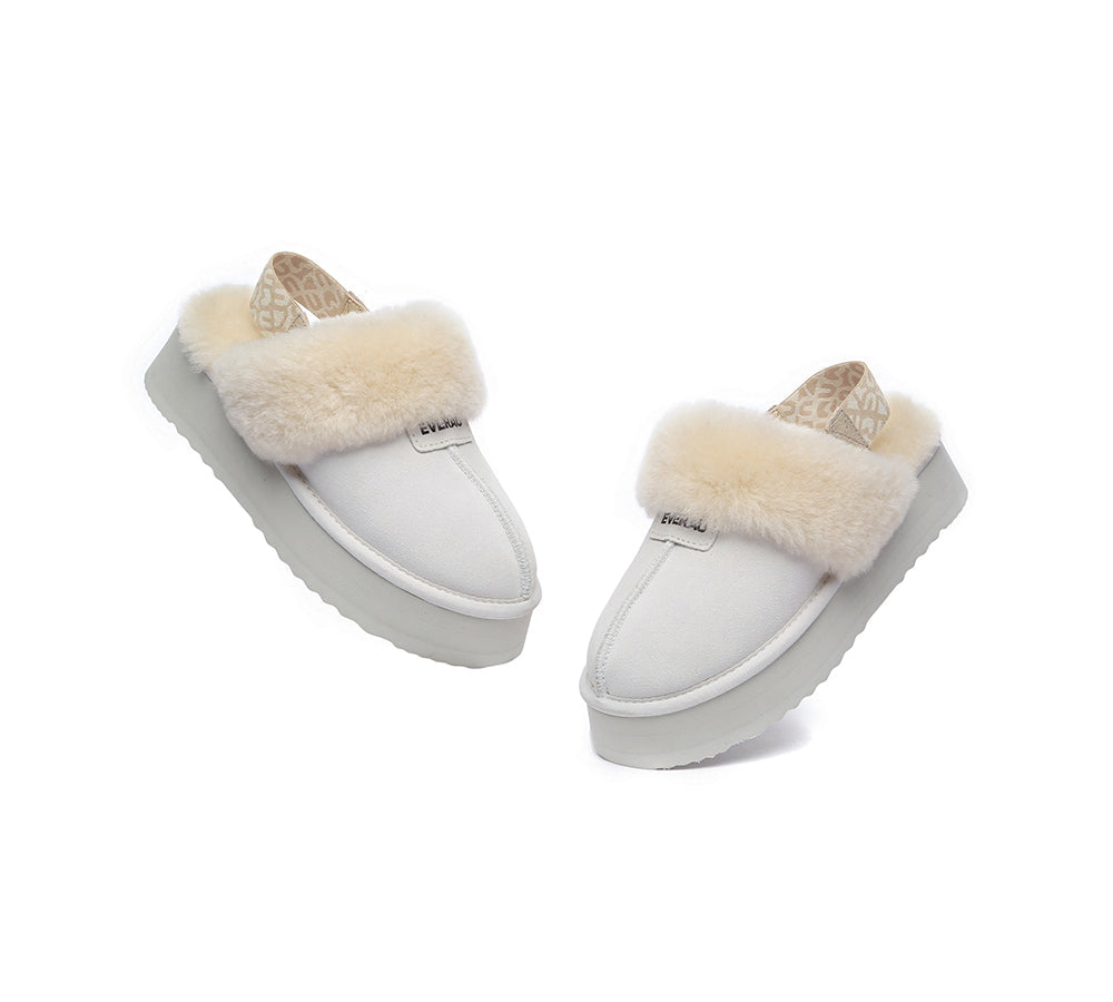 EVERAU® 2-Way Style UGG Women Removable Strap Slingback Platform Slippers Forever
