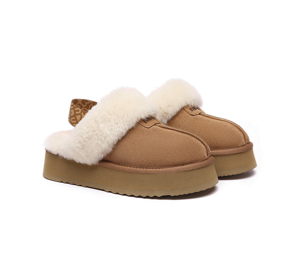 EVERAU® 2-Way Style UGG Women Removable Strap Slingback Platform Slippers Forever