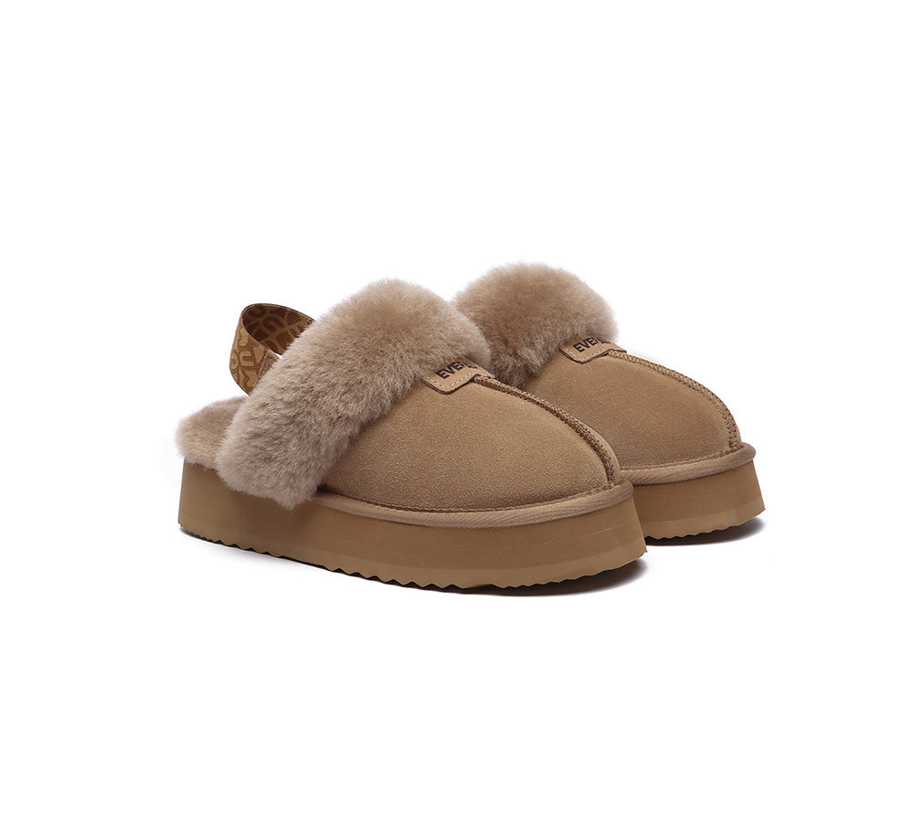 EVERAU® 2-Way Style UGG Women Removable Strap Slingback Platform Slippers Forever