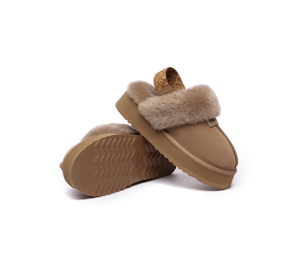EVERAU® 2-Way Style UGG Women Removable Strap Slingback Platform Slippers Forever