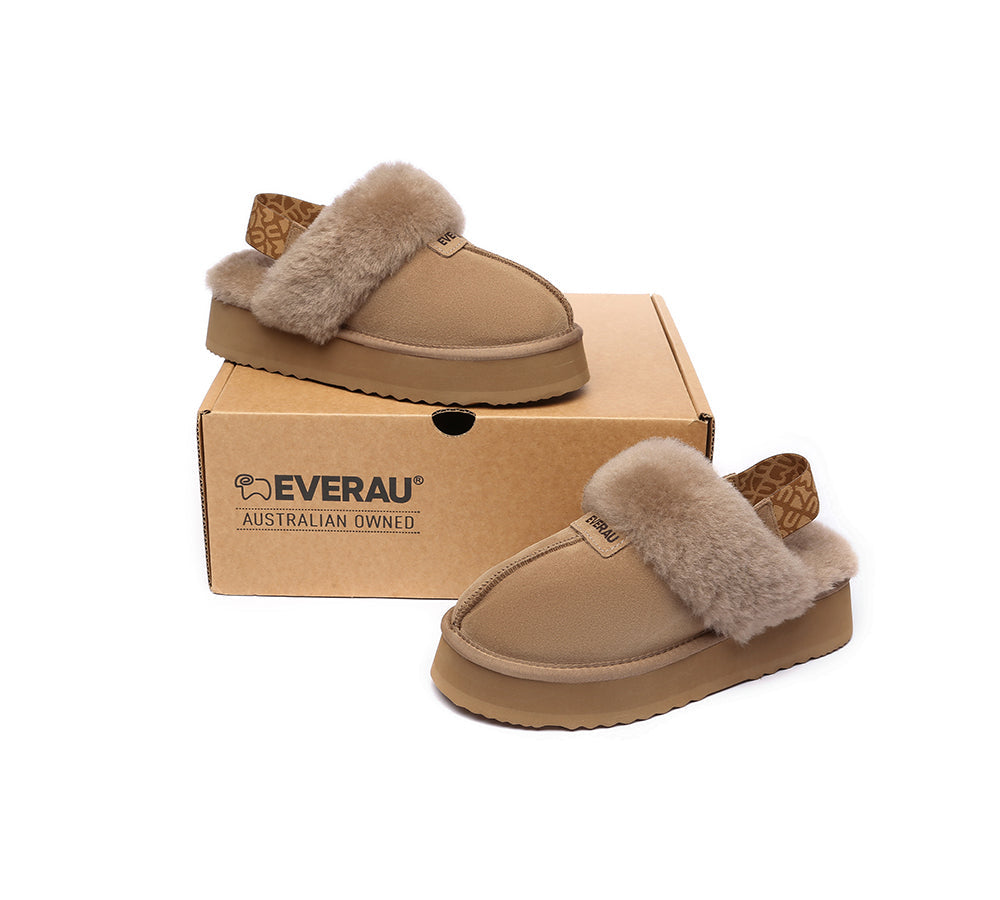 EVERAU® 2-Way Style UGG Women Removable Strap Slingback Platform Slippers Forever