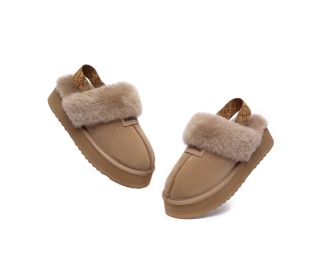 EVERAU® 2-Way Style UGG Women Removable Strap Slingback Platform Slippers Forever