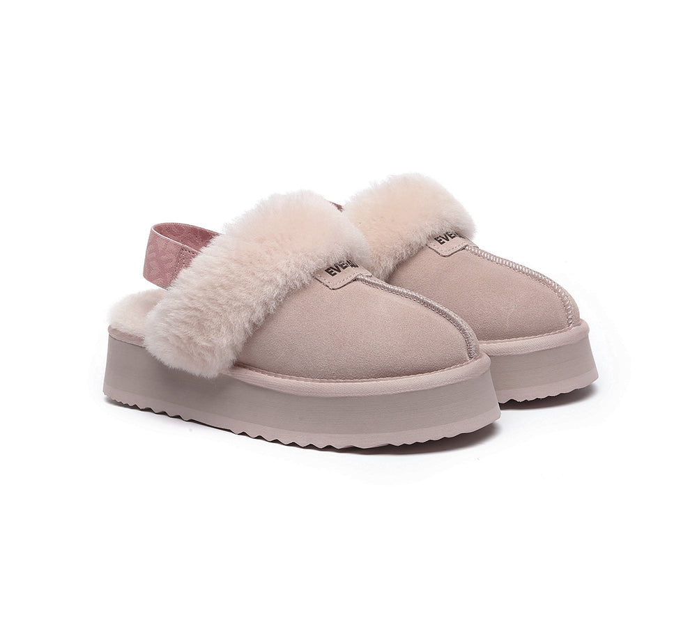 EVERAU® 2-Way Style UGG Women Removable Strap Slingback Platform Slippers Forever