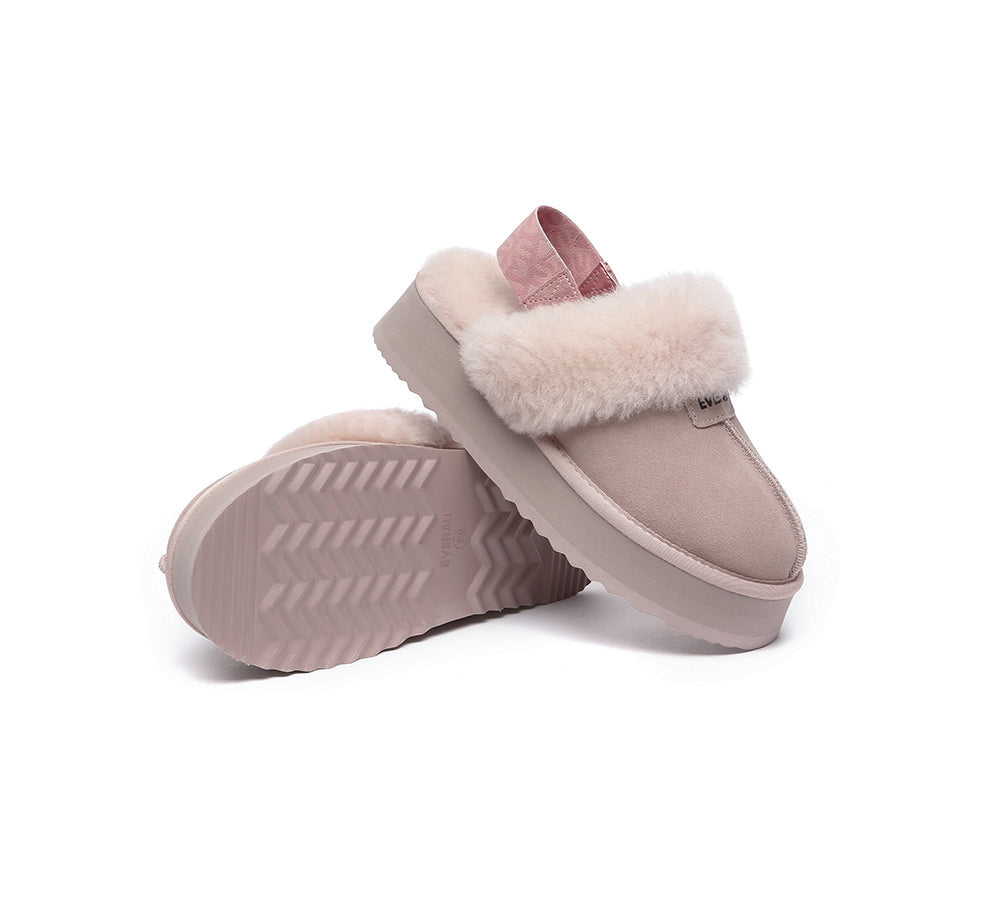 EVERAU® 2-Way Style UGG Women Removable Strap Slingback Platform Slippers Forever