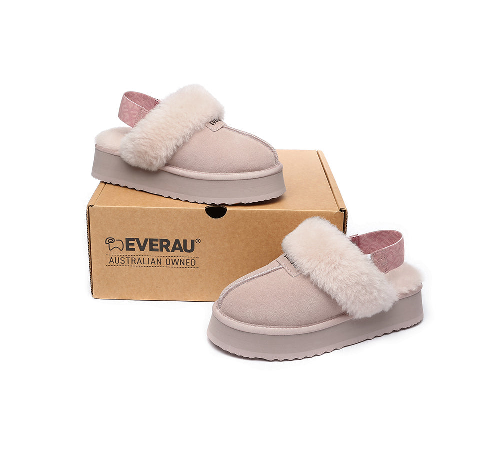 EVERAU® 2-Way Style UGG Women Removable Strap Slingback Platform Slippers Forever