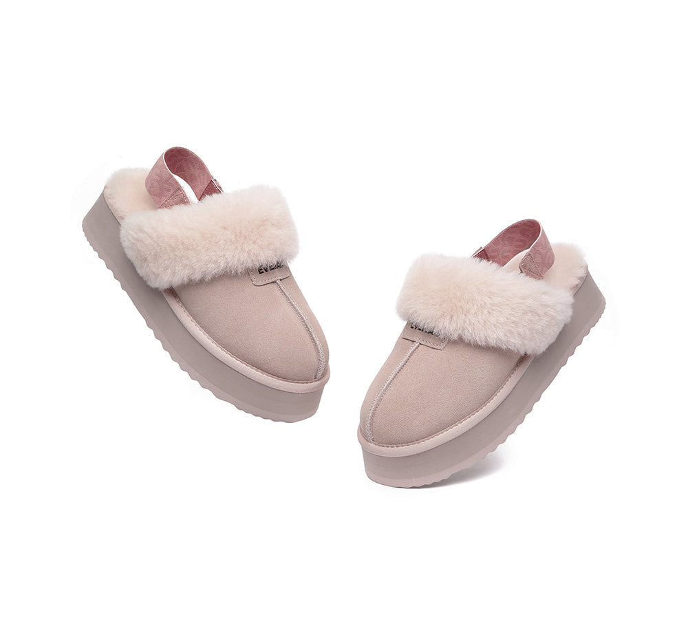 EVERAU® 2-Way Style UGG Women Removable Strap Slingback Platform Slippers Forever