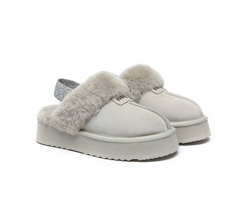 EVERAU® 2-Way Style UGG Women Removable Strap Slingback Platform Slippers Forever