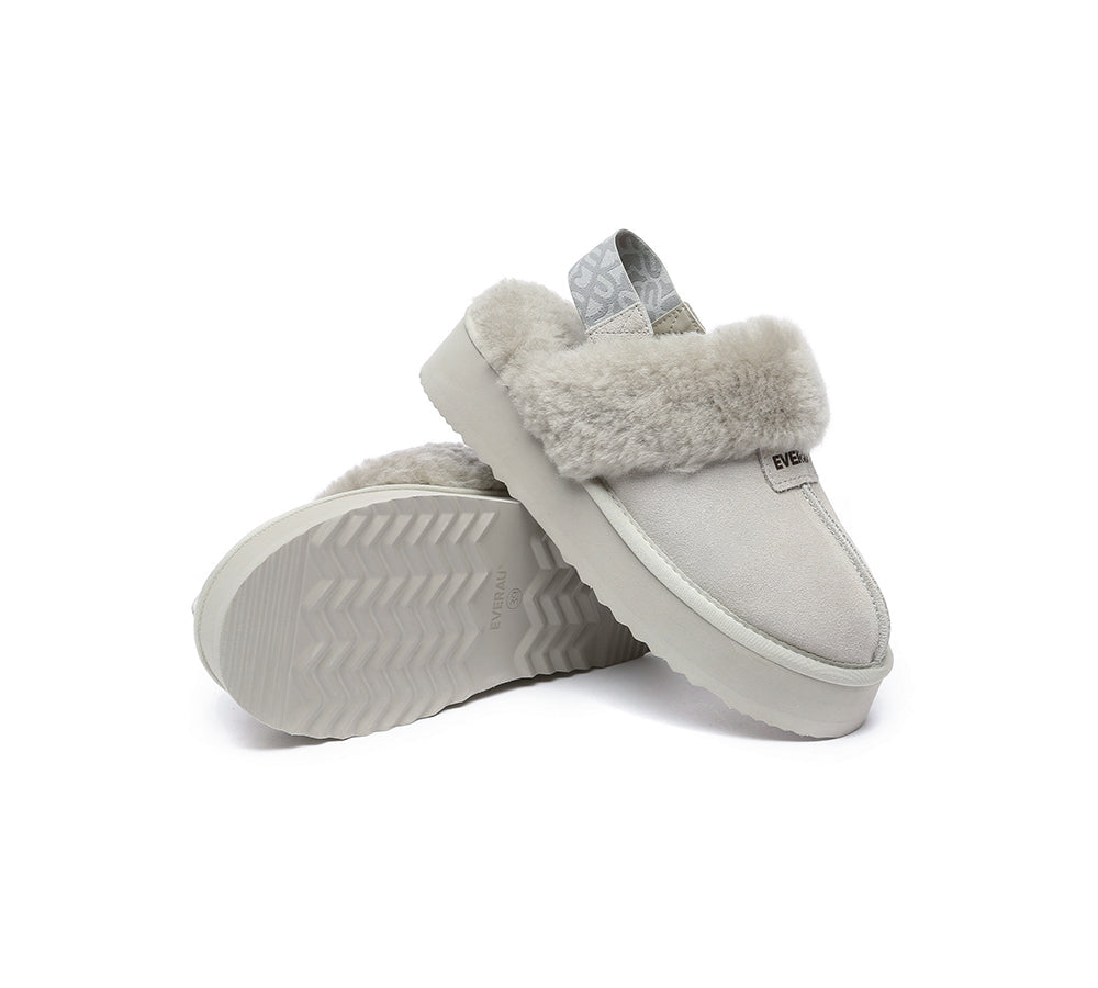 EVERAU® 2-Way Style UGG Women Removable Strap Slingback Platform Slippers Forever