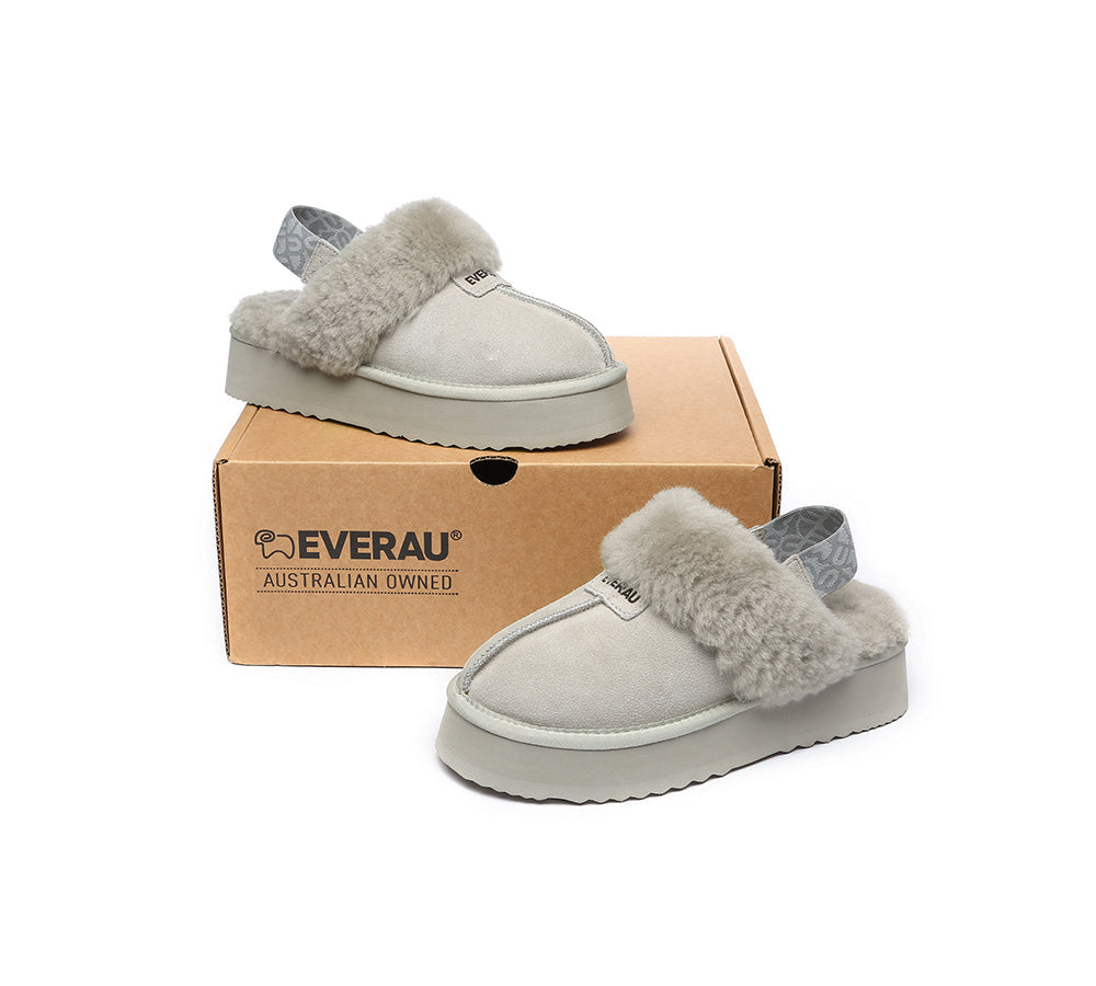 EVERAU® 2-Way Style UGG Women Removable Strap Slingback Platform Slippers Forever