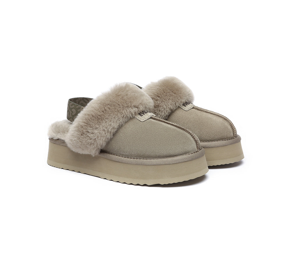 EVERAU® 2-Way Style UGG Women Removable Strap Slingback Platform Slippers Forever