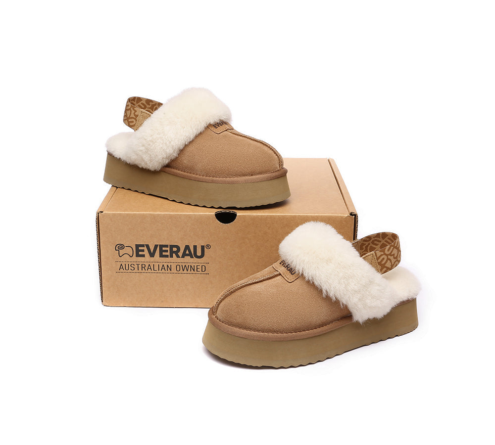 EVERAU® 2-Way Style UGG Women Removable Strap Slingback Platform Slippers Forever