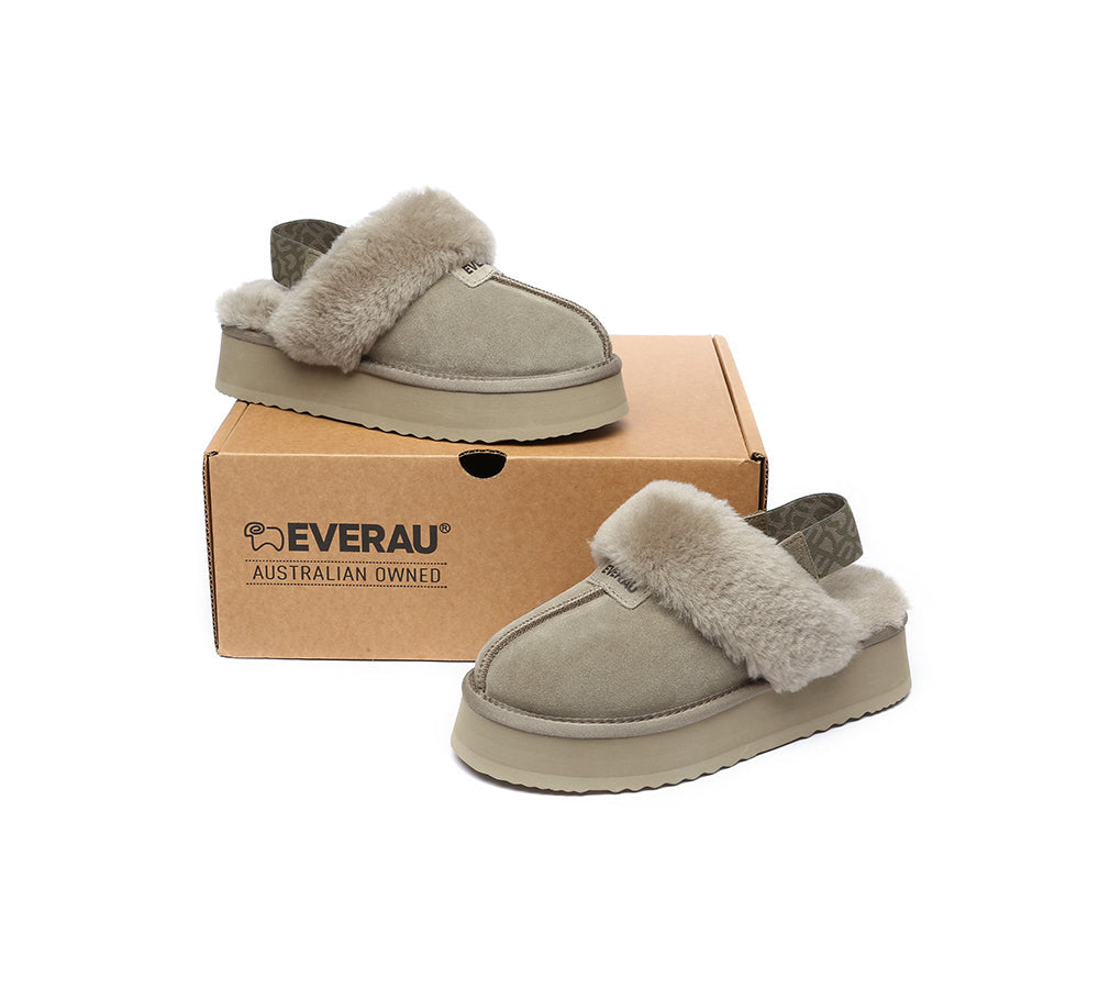 EVERAU® 2-Way Style UGG Women Removable Strap Slingback Platform Slippers Forever