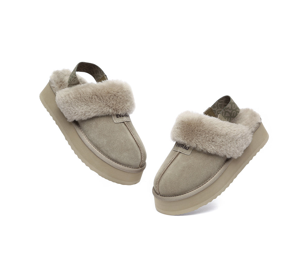 EVERAU® 2-Way Style UGG Women Removable Strap Slingback Platform Slippers Forever