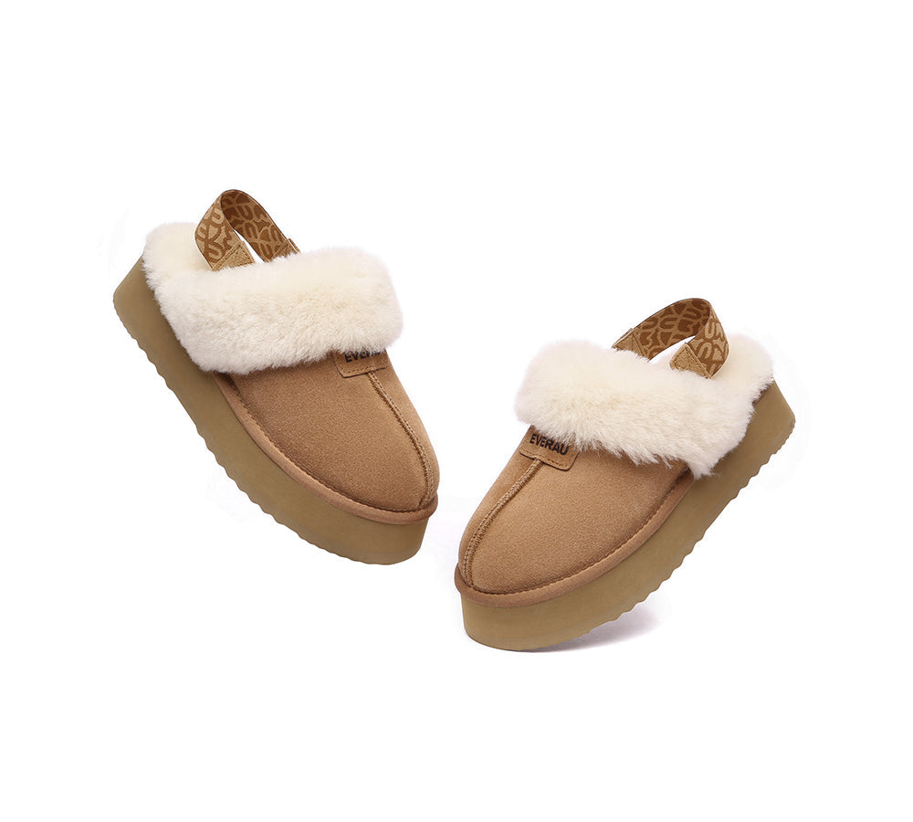 EVERAU® 2-Way Style UGG Women Removable Strap Slingback Platform Slippers Forever