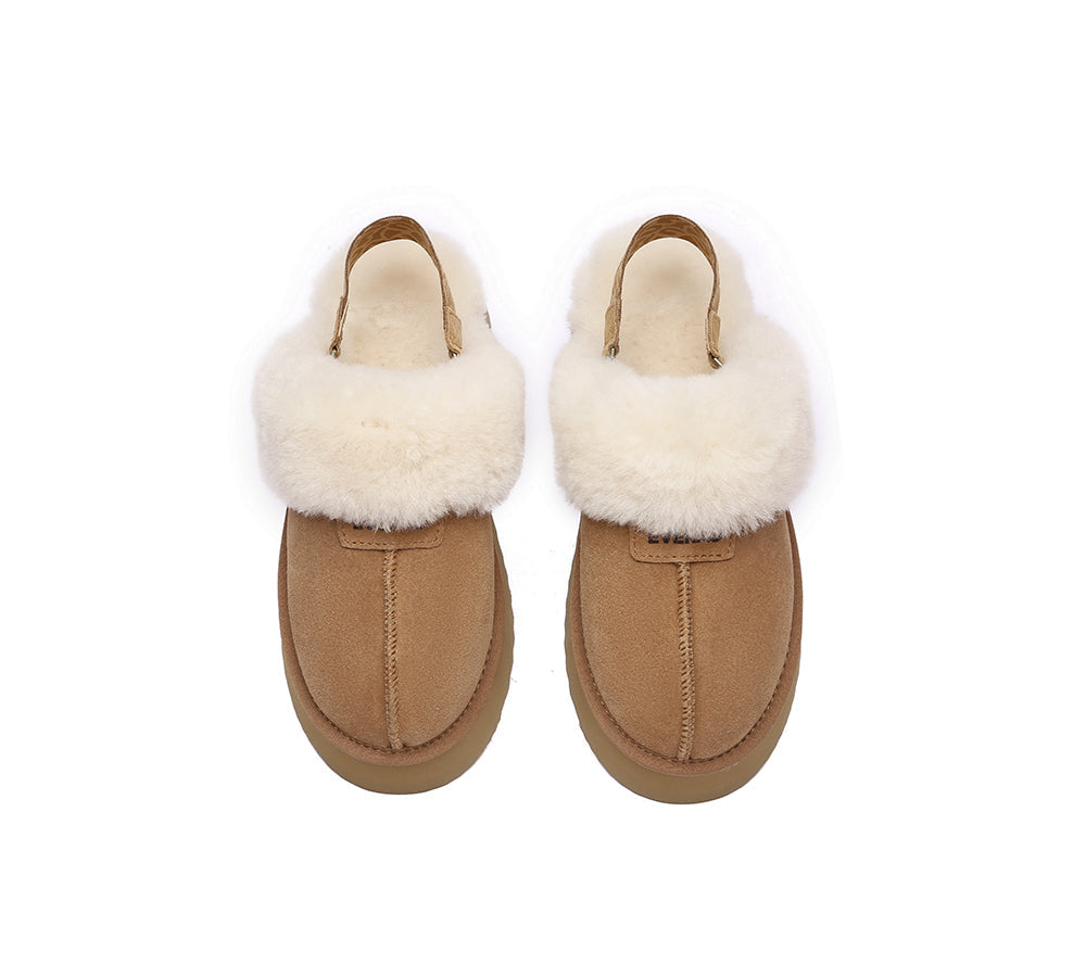 EVERAU® 2-Way Style UGG Women Removable Strap Slingback Platform Slippers Forever