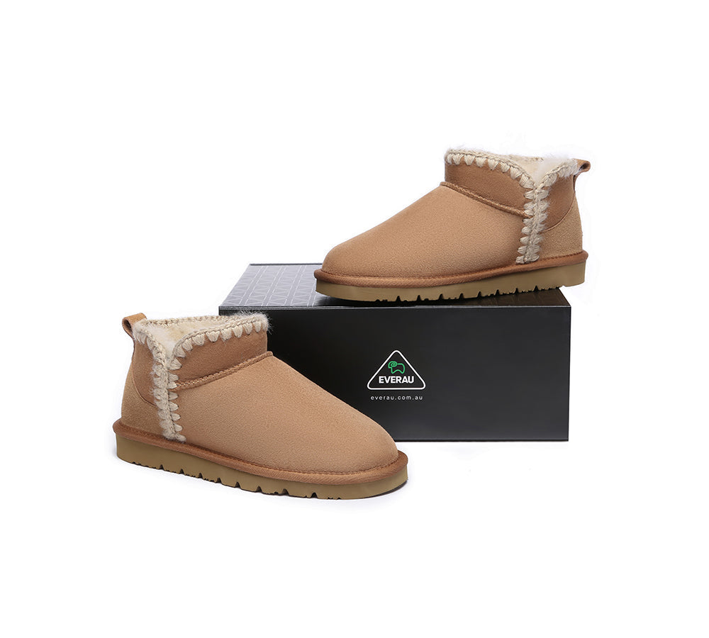 EVERAU® UGG Boots Women Sheepskin Wool Ankle Mini Brooklyn