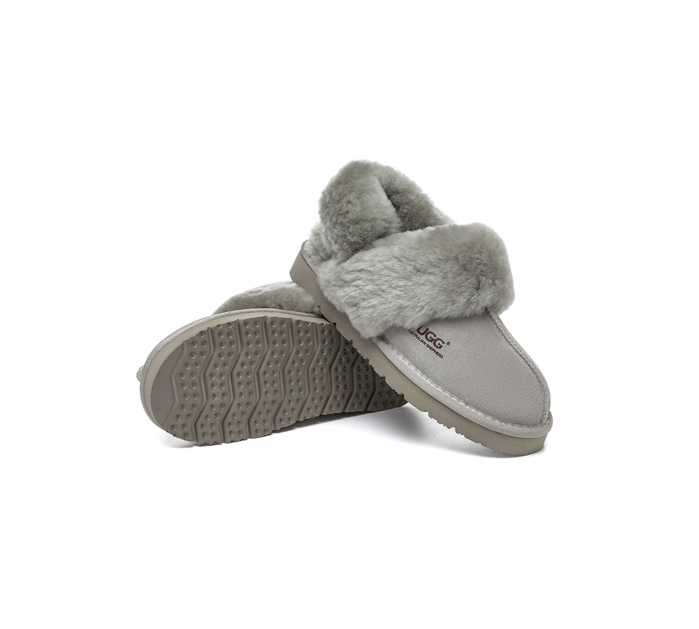 AUSTRALIAN SHEPHERD® 3-Way Style UGG Slippers Women Removable Wool Strap Slingback Muffin Fluffy