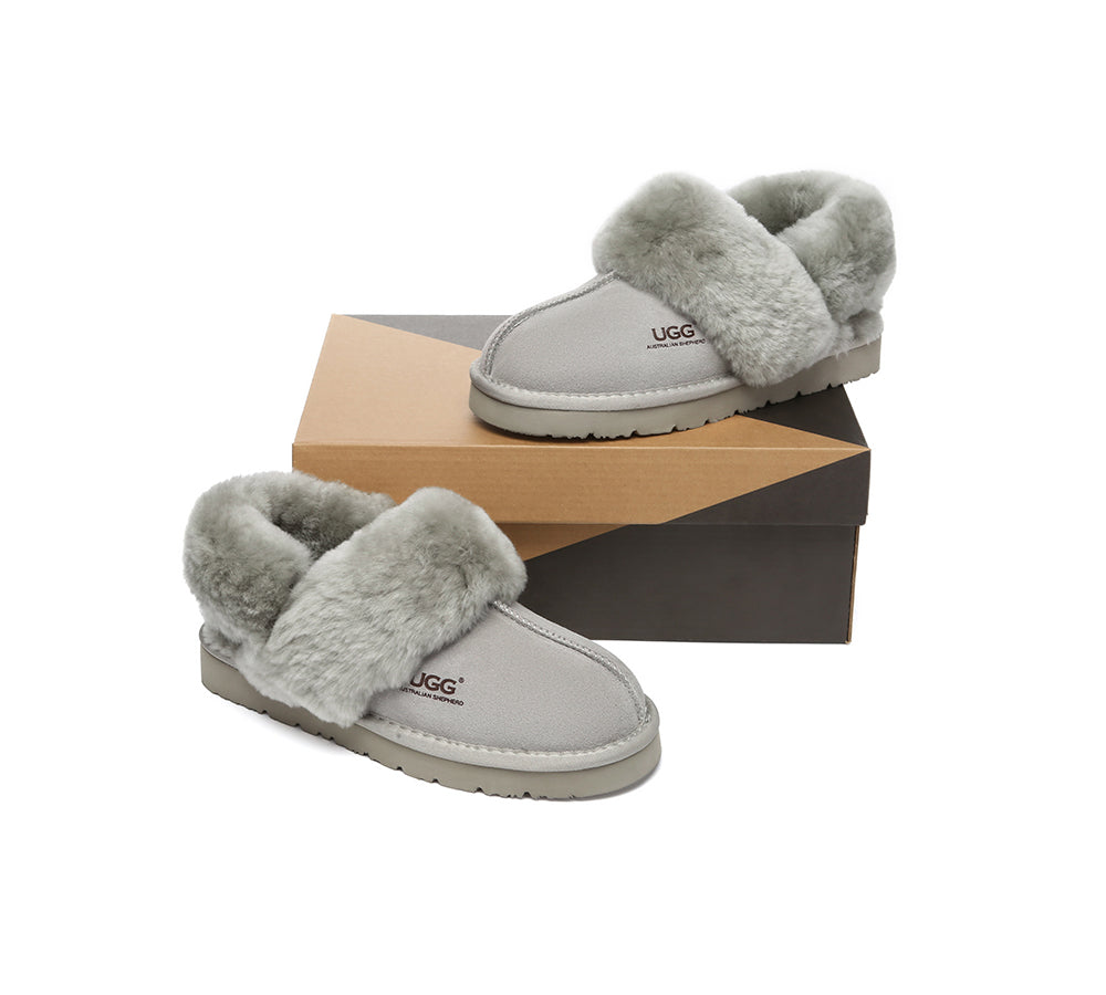 AUSTRALIAN SHEPHERD® 3-Way Style UGG Slippers Women Removable Wool Strap Slingback Muffin Fluffy