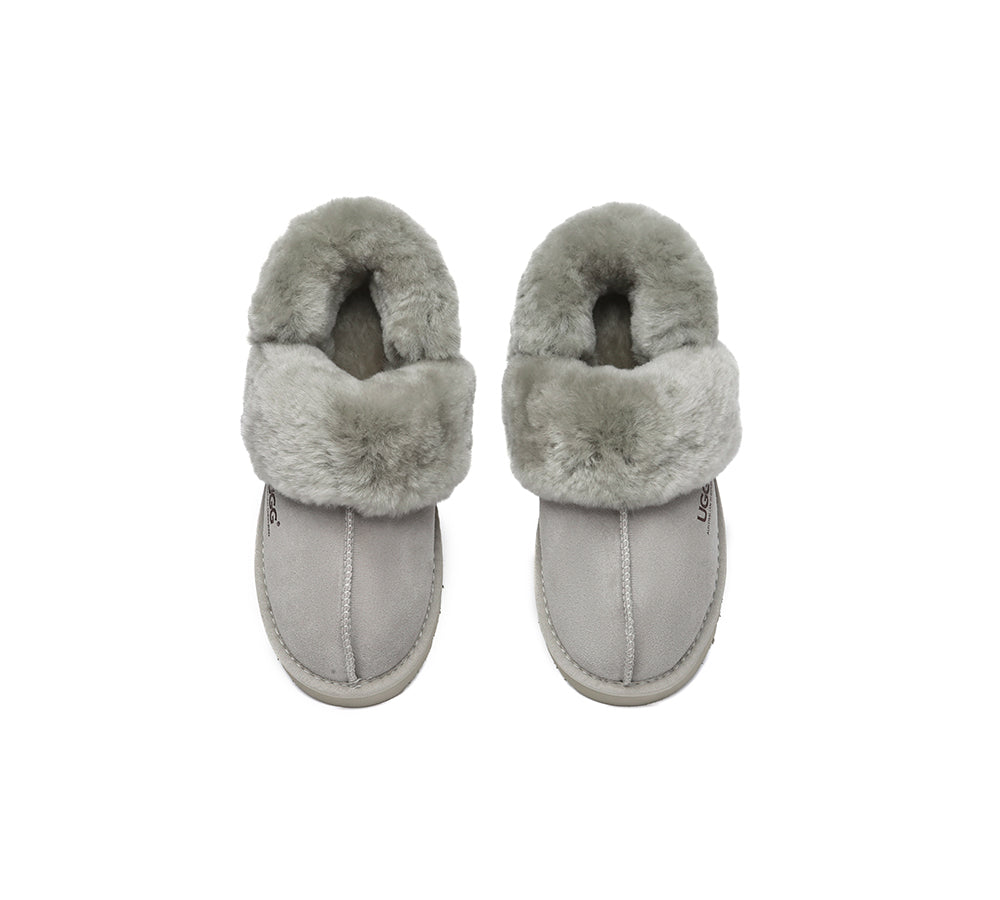 AUSTRALIAN SHEPHERD® 3-Way Style UGG Slippers Women Removable Wool Strap Slingback Muffin Fluffy