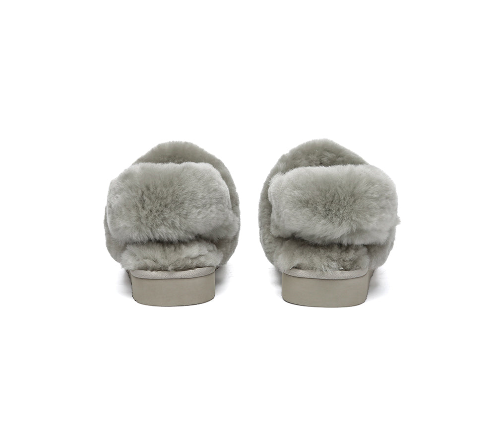 AUSTRALIAN SHEPHERD® 3-Way Style UGG Slippers Women Removable Wool Strap Slingback Muffin Fluffy