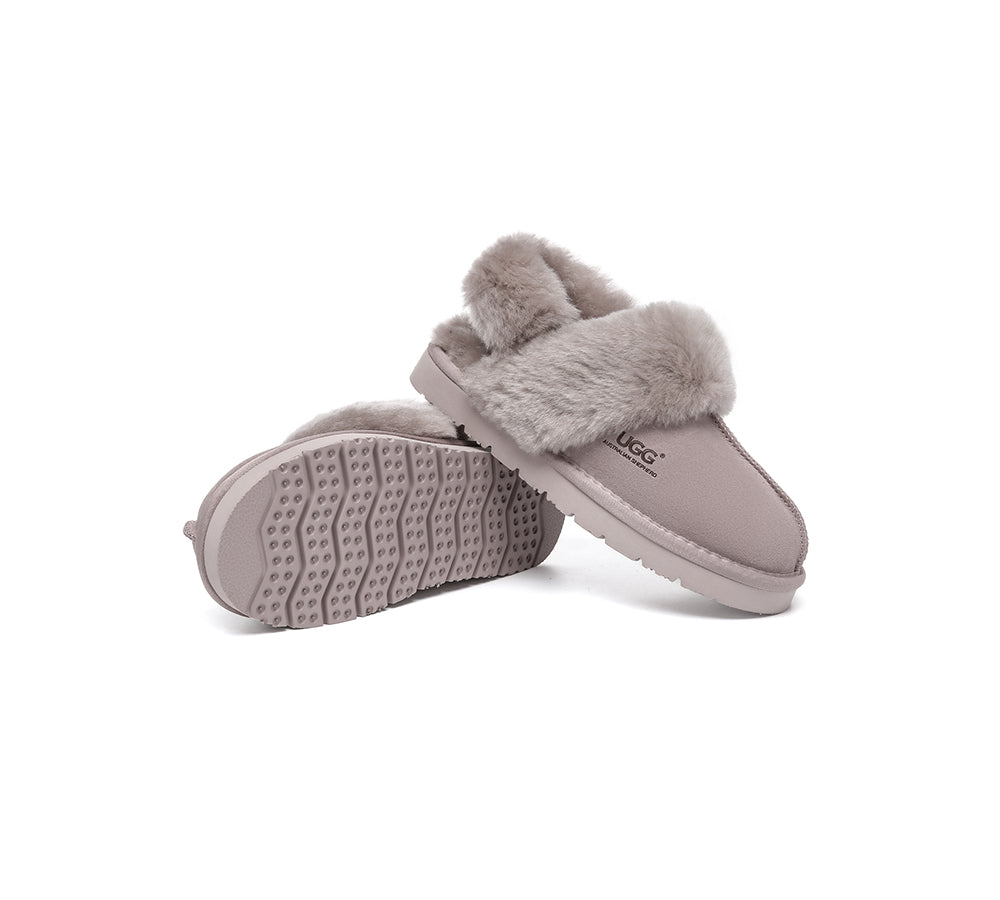 AUSTRALIAN SHEPHERD® 3-Way Style UGG Slippers Women Removable Wool Strap Slingback Muffin Fluffy