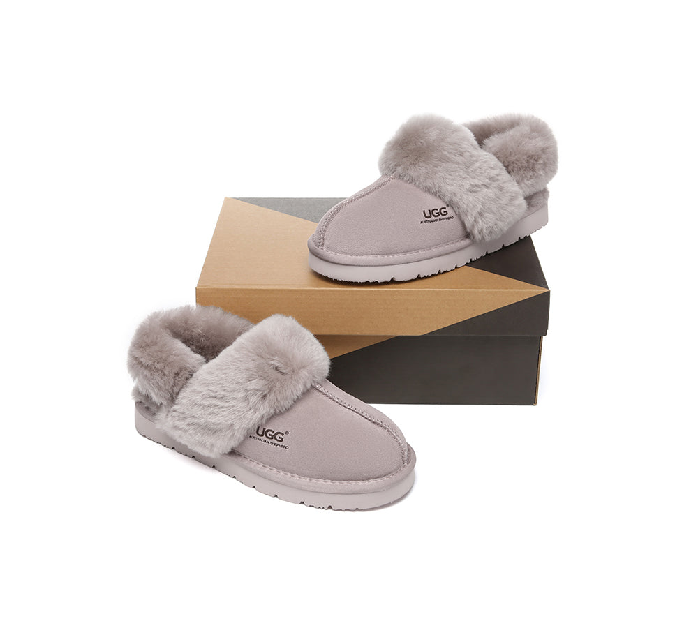 AUSTRALIAN SHEPHERD® 3-Way Style UGG Slippers Women Removable Wool Strap Slingback Muffin Fluffy