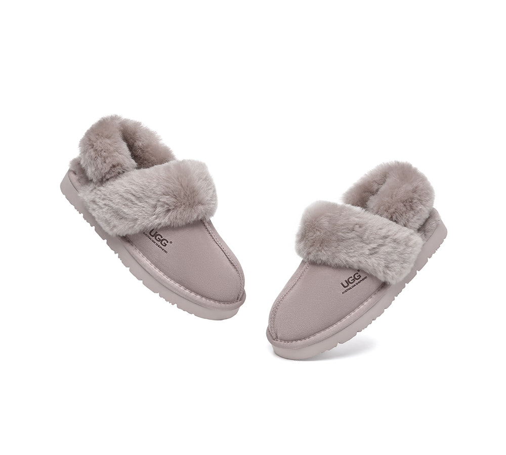 AUSTRALIAN SHEPHERD® 3-Way Style UGG Slippers Women Removable Wool Strap Slingback Muffin Fluffy