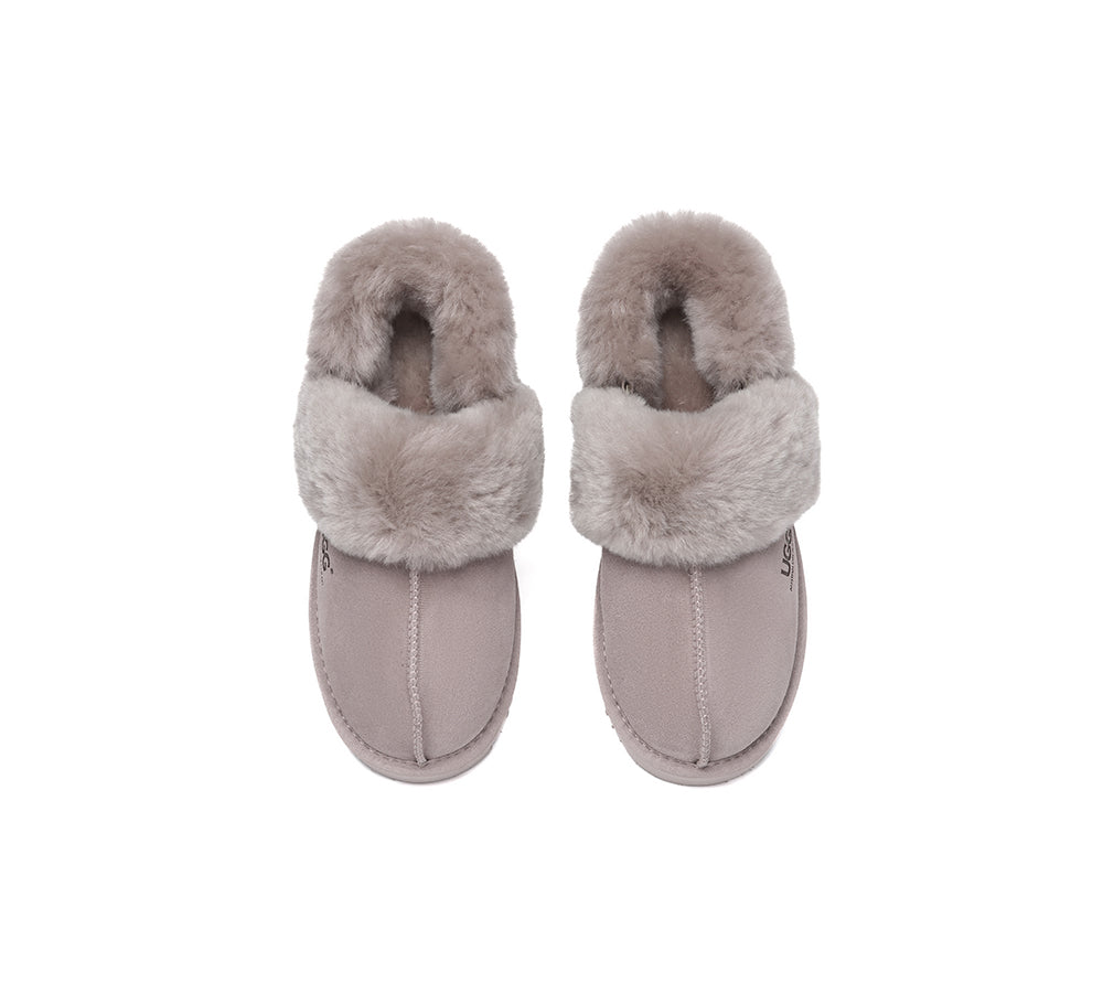 AUSTRALIAN SHEPHERD® 3-Way Style UGG Slippers Women Removable Wool Strap Slingback Muffin Fluffy