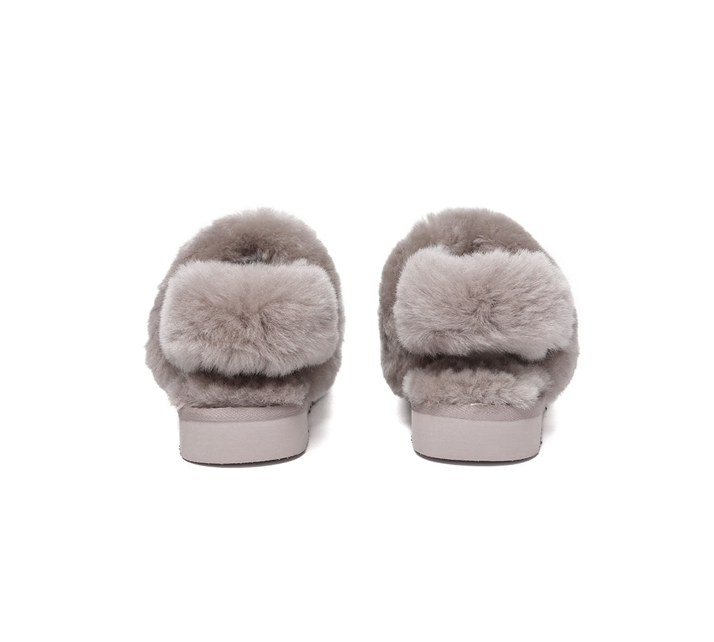 AUSTRALIAN SHEPHERD® 3-Way Style UGG Slippers Women Removable Wool Strap Slingback Muffin Fluffy