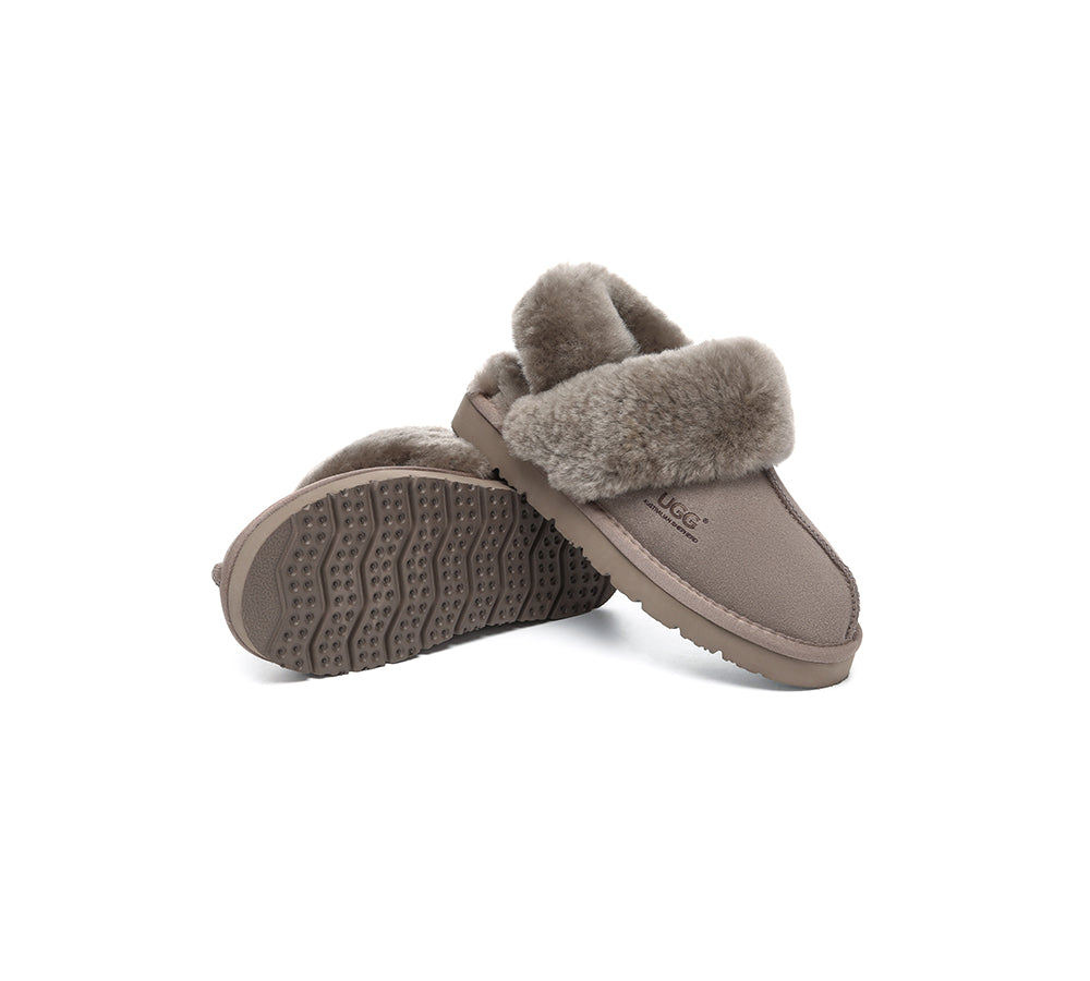 AUSTRALIAN SHEPHERD® 3-Way Style UGG Slippers Women Removable Wool Strap Slingback Muffin Fluffy