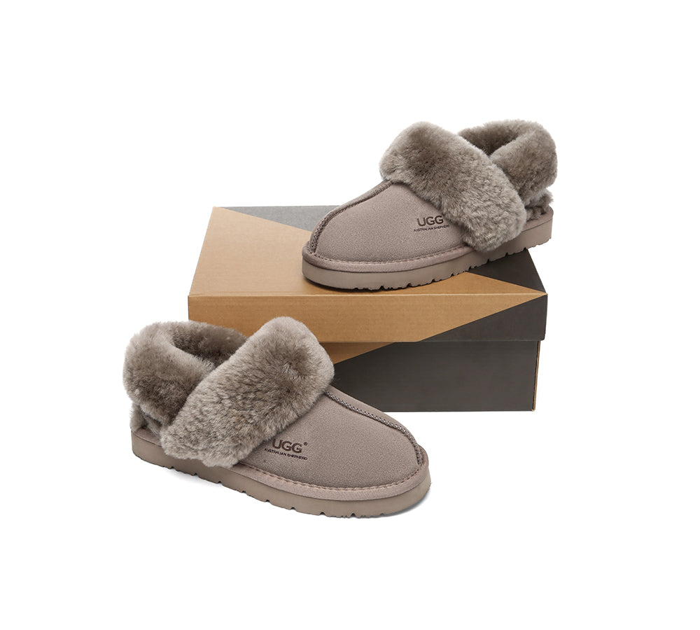 AUSTRALIAN SHEPHERD® 3-Way Style UGG Slippers Women Removable Wool Strap Slingback Muffin Fluffy