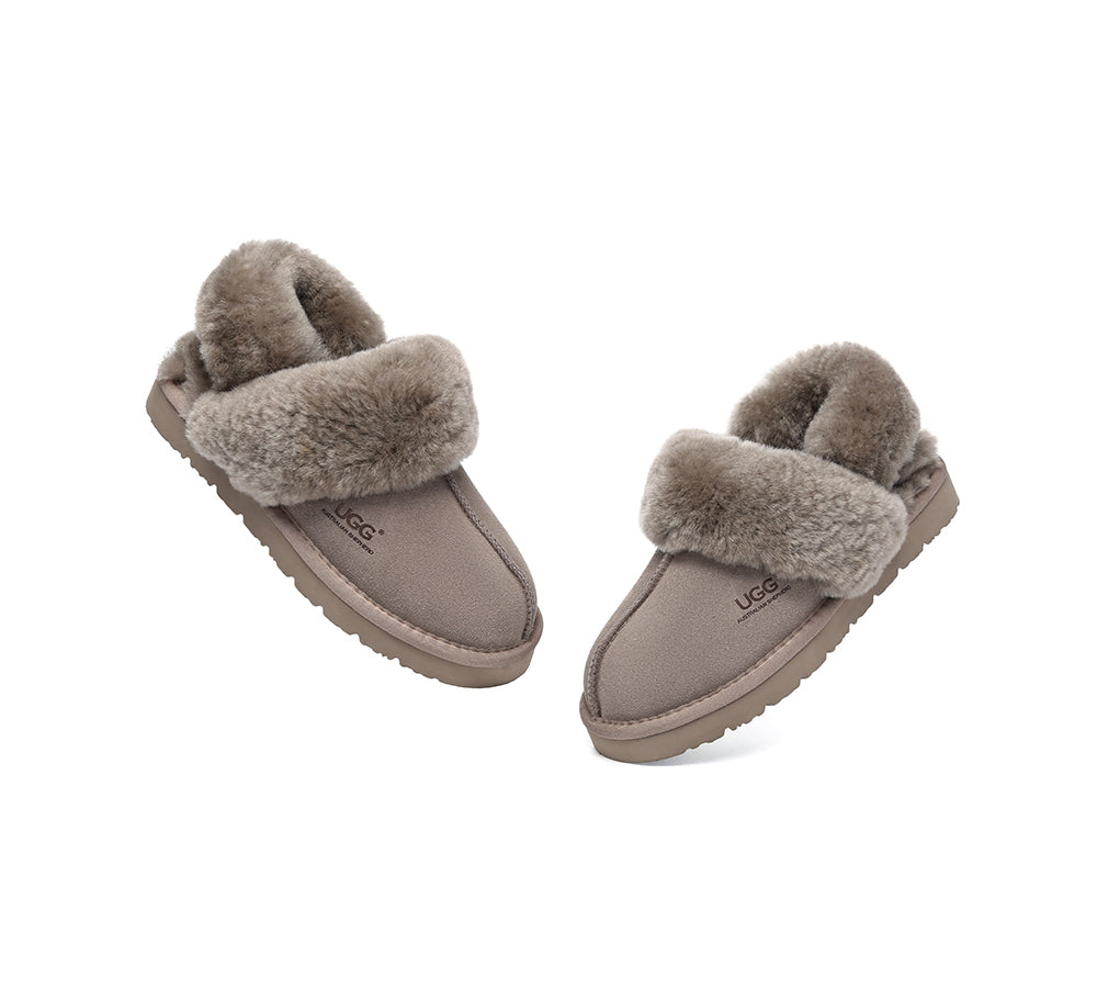 AUSTRALIAN SHEPHERD® 3-Way Style UGG Slippers Women Removable Wool Strap Slingback Muffin Fluffy