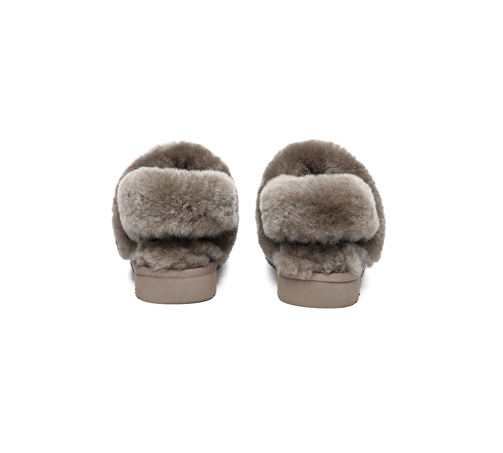 AUSTRALIAN SHEPHERD® 3-Way Style UGG Slippers Women Removable Wool Strap Slingback Muffin Fluffy