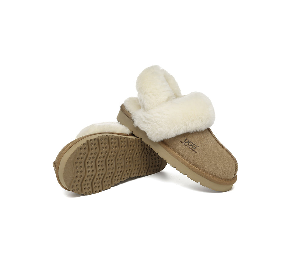 AUSTRALIAN SHEPHERD® 3-Way Style UGG Slippers Women Removable Wool Strap Slingback Muffin Fluffy