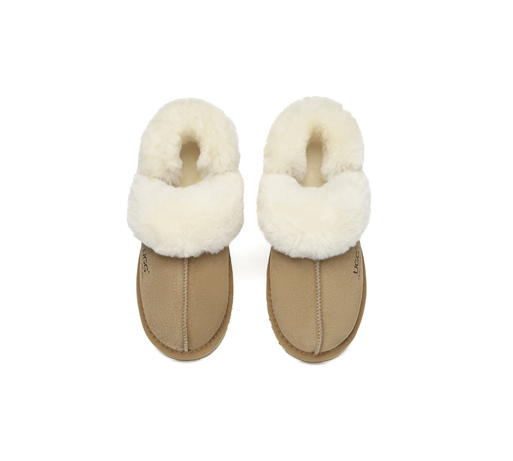 AUSTRALIAN SHEPHERD® 3-Way Style UGG Slippers Women Removable Wool Strap Slingback Muffin Fluffy