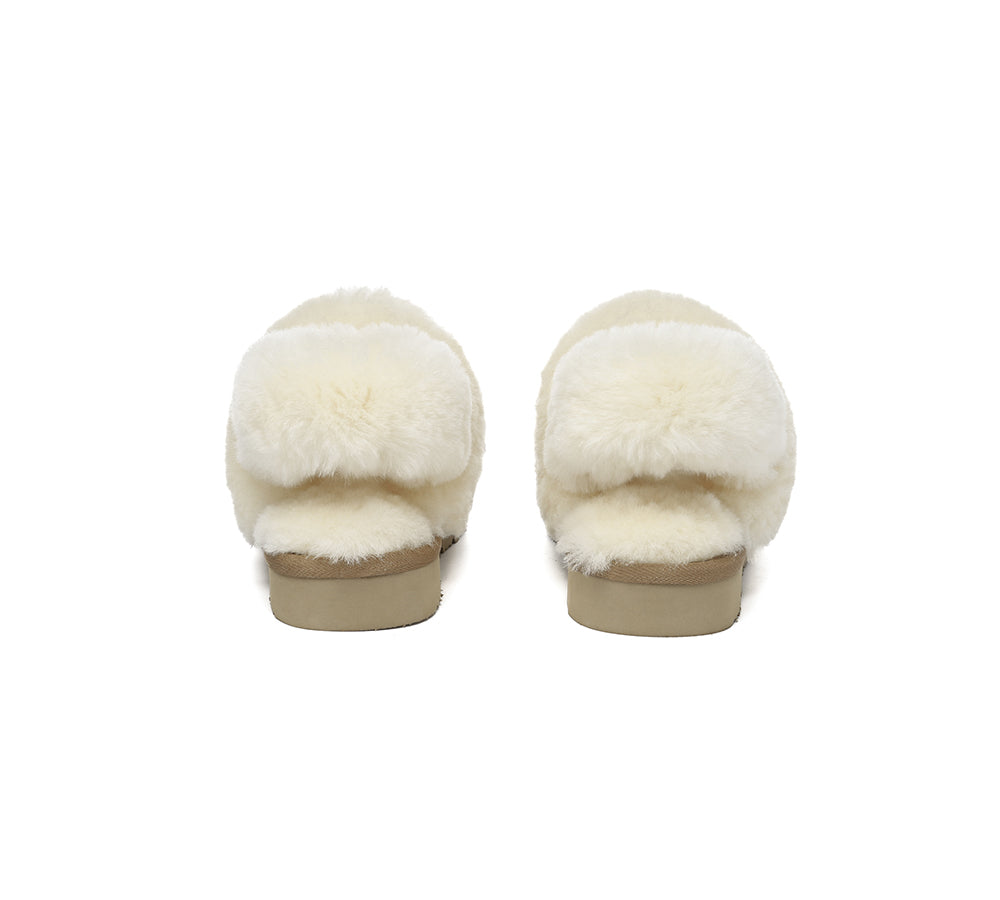 AUSTRALIAN SHEPHERD® 3-Way Style UGG Slippers Women Removable Wool Strap Slingback Muffin Fluffy