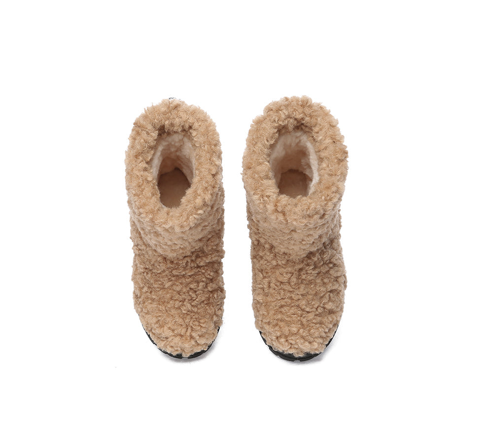 EVERAU® UGG Boots Kids Sheepskin Wool Plush Drawstring Peggy