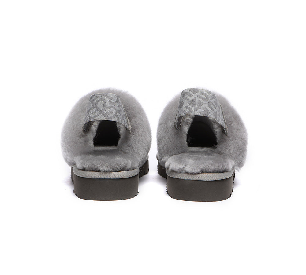 EVERAU® 2-Way Style UGG Slippers Women Sheepskin Wool Removable Strap Slingback Corduroy