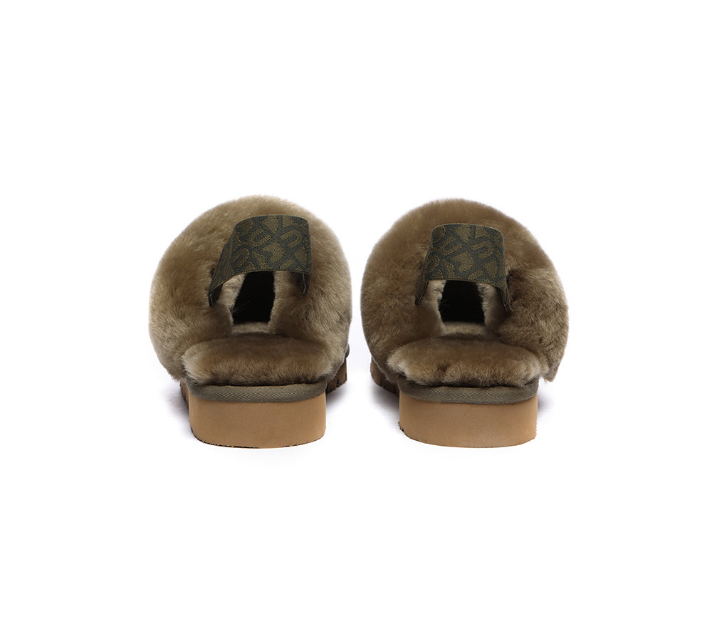 EVERAU® 2-Way Style UGG Slippers Women Sheepskin Wool Removable Strap Slingback Corduroy