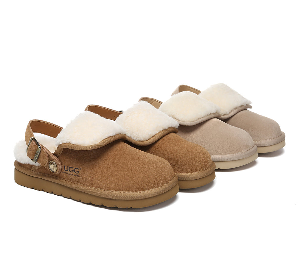 AUSTRALIAN SHEPHERD® 3-Way Style UGG Slippers Sheepskin Wool Adjustable Strap Slingback Tenley