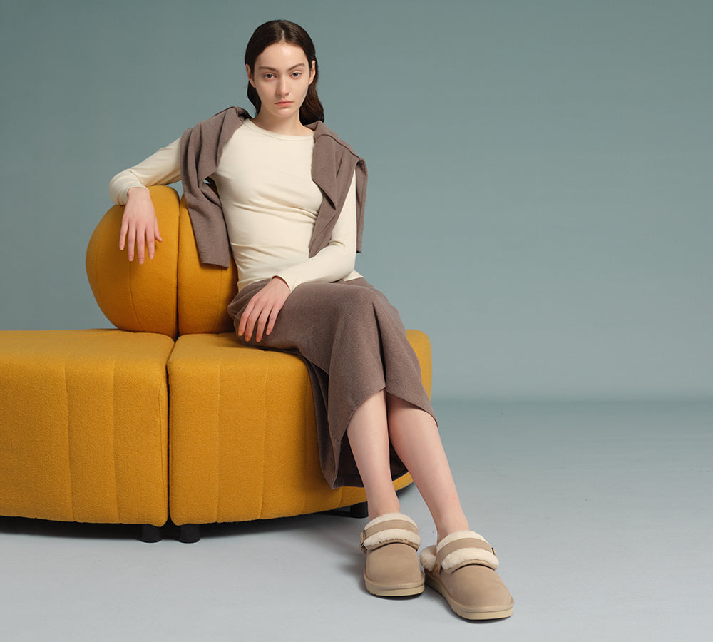 AUSTRALIAN SHEPHERD® 3-Way Style UGG Slippers Sheepskin Wool Adjustable Strap Slingback Tenley