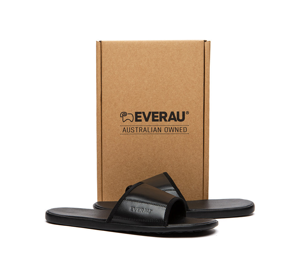 EVERAU® Men Leather Slip-on Ultra Soft Summer Slides Andy