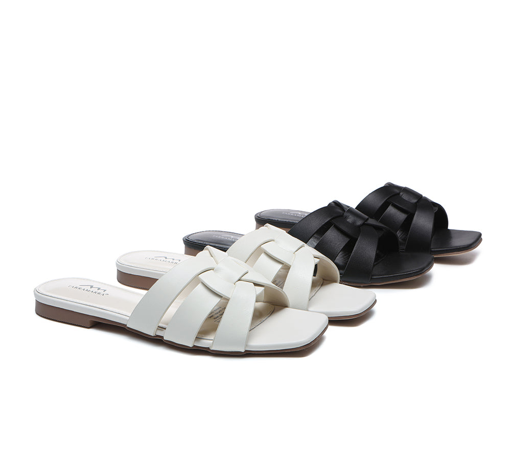 TARRAMARRA® Women Leather Woven Flat Slides Jennifer