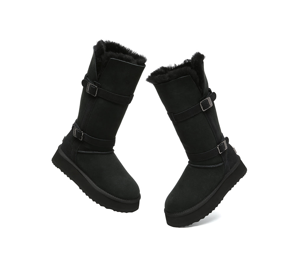 UGG EVERAU® 3-Way Style UGG Boots Women Sheepskin Wool Knee High Platform Tall Valerie
