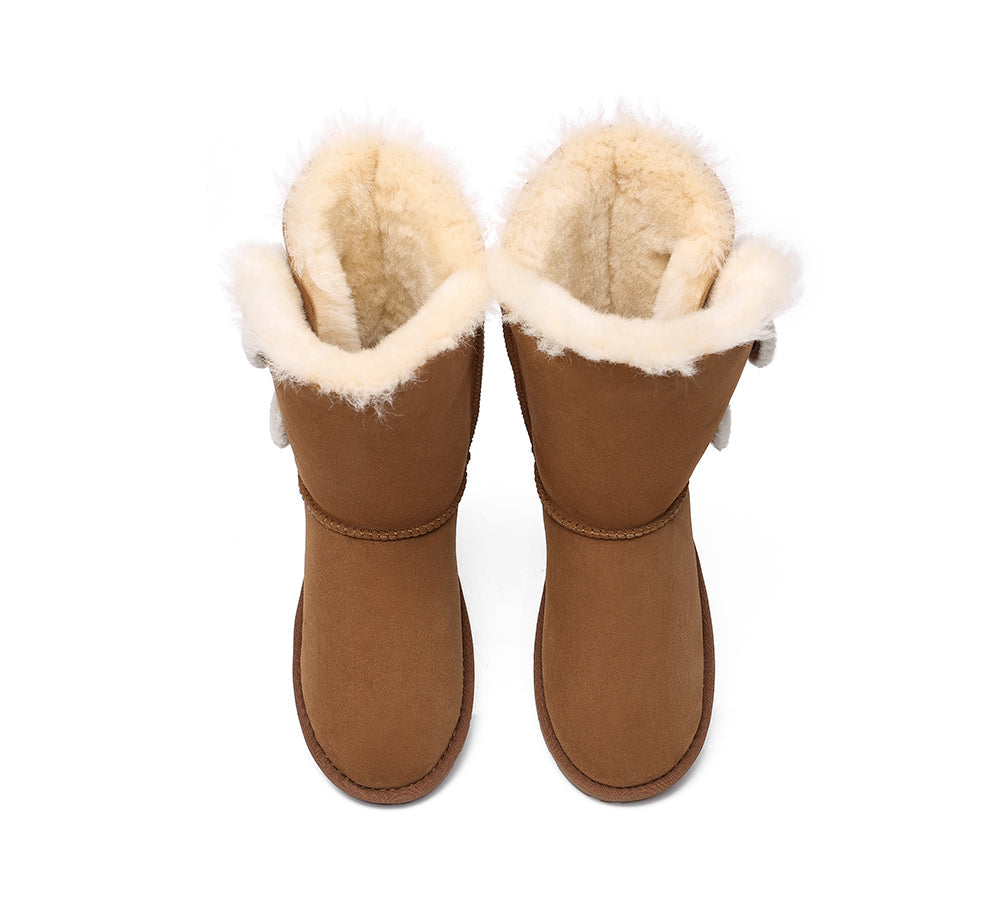 EVERAU® UGG Boots Women Sheepskin Wool Twin Button Short Espina