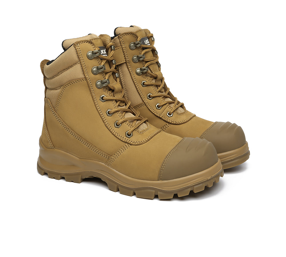 AUSTRALIAN SHEPHERD® UGG Men Lace Up Zipper Steel Toe Wool Insoles Work Safety Boots Leo