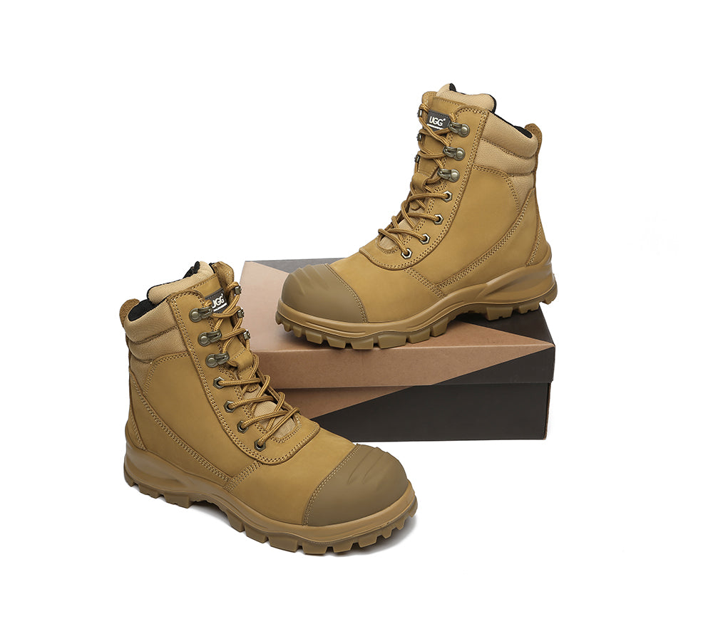 AUSTRALIAN SHEPHERD® UGG Men Lace Up Zipper Steel Toe Wool Insoles Work Safety Boots Leo