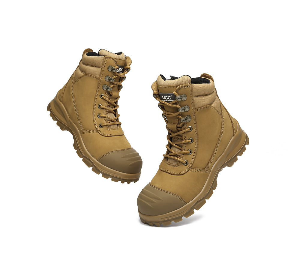 AUSTRALIAN SHEPHERD® UGG Men Lace Up Zipper Steel Toe Wool Insoles Work Safety Boots Leo