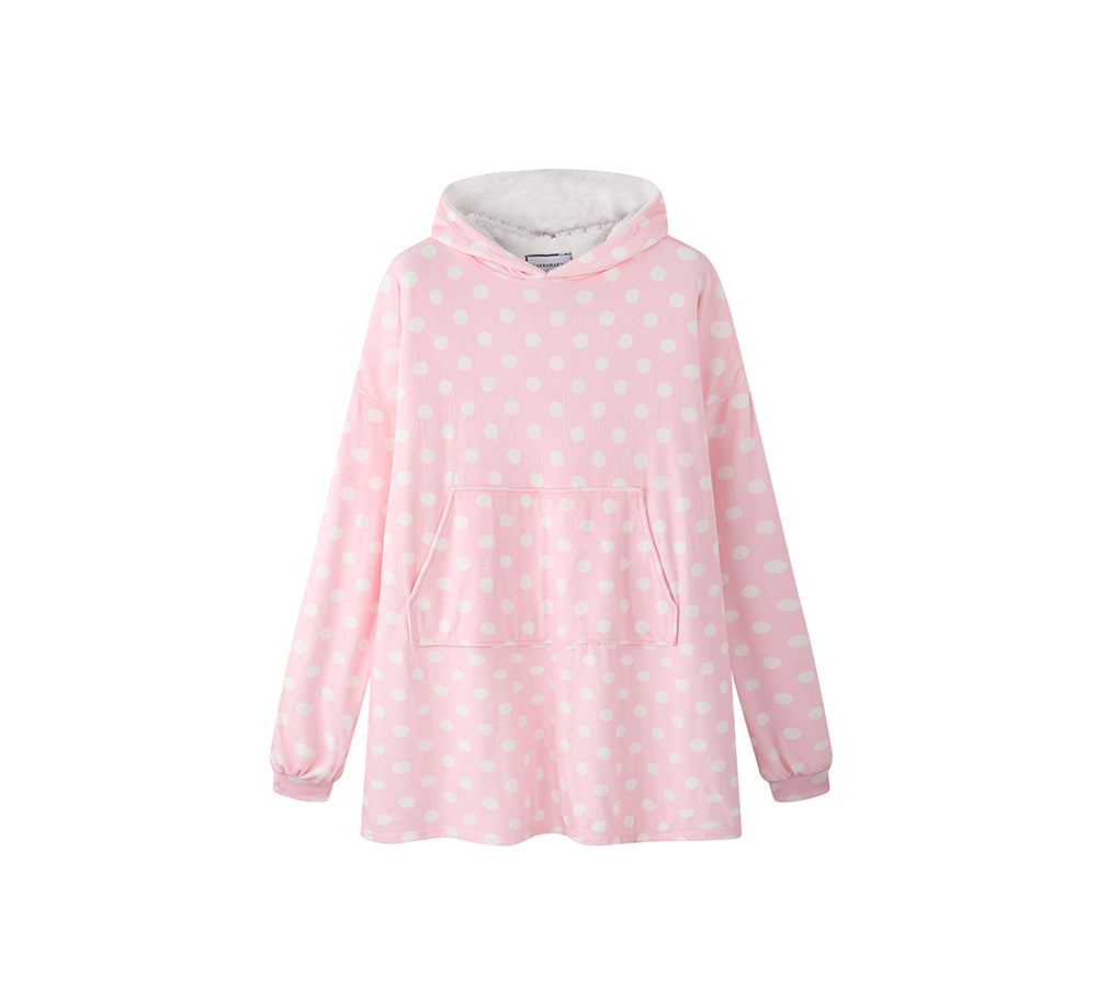 TARRAMARRA® Reversible Hoodie Blanket Unisex Pink Polka Dot